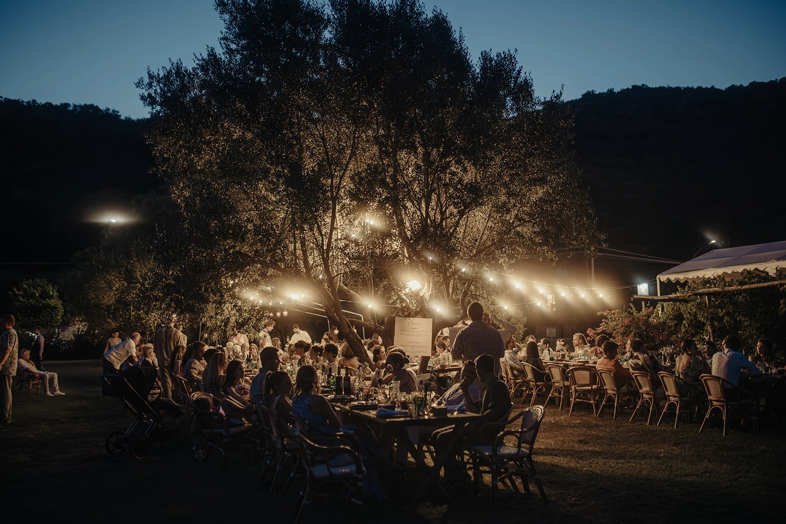 Festa serale sotto le luci nel giardino di BeeKind